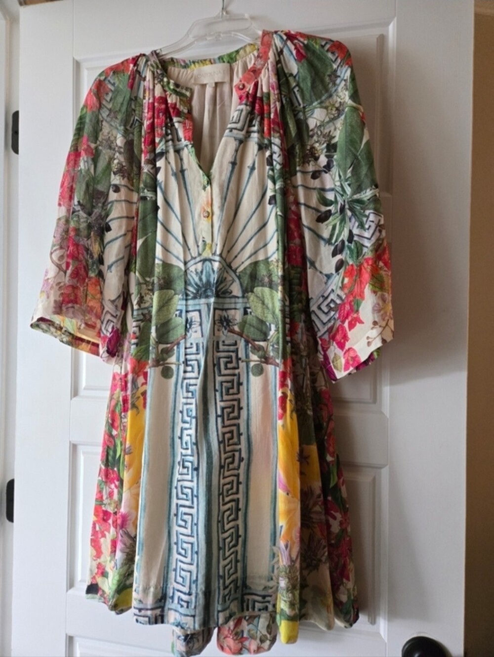 Floral Greek Amala Short Kaftan Dress Size S